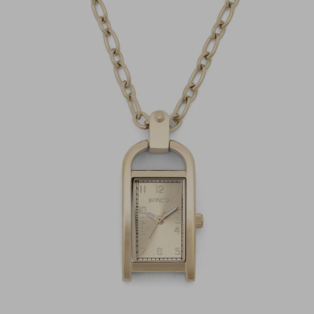 Invicta Mini Angel Lady Yellw Gold Pendant Necklace Watch 49935 Brass Dial WR30M